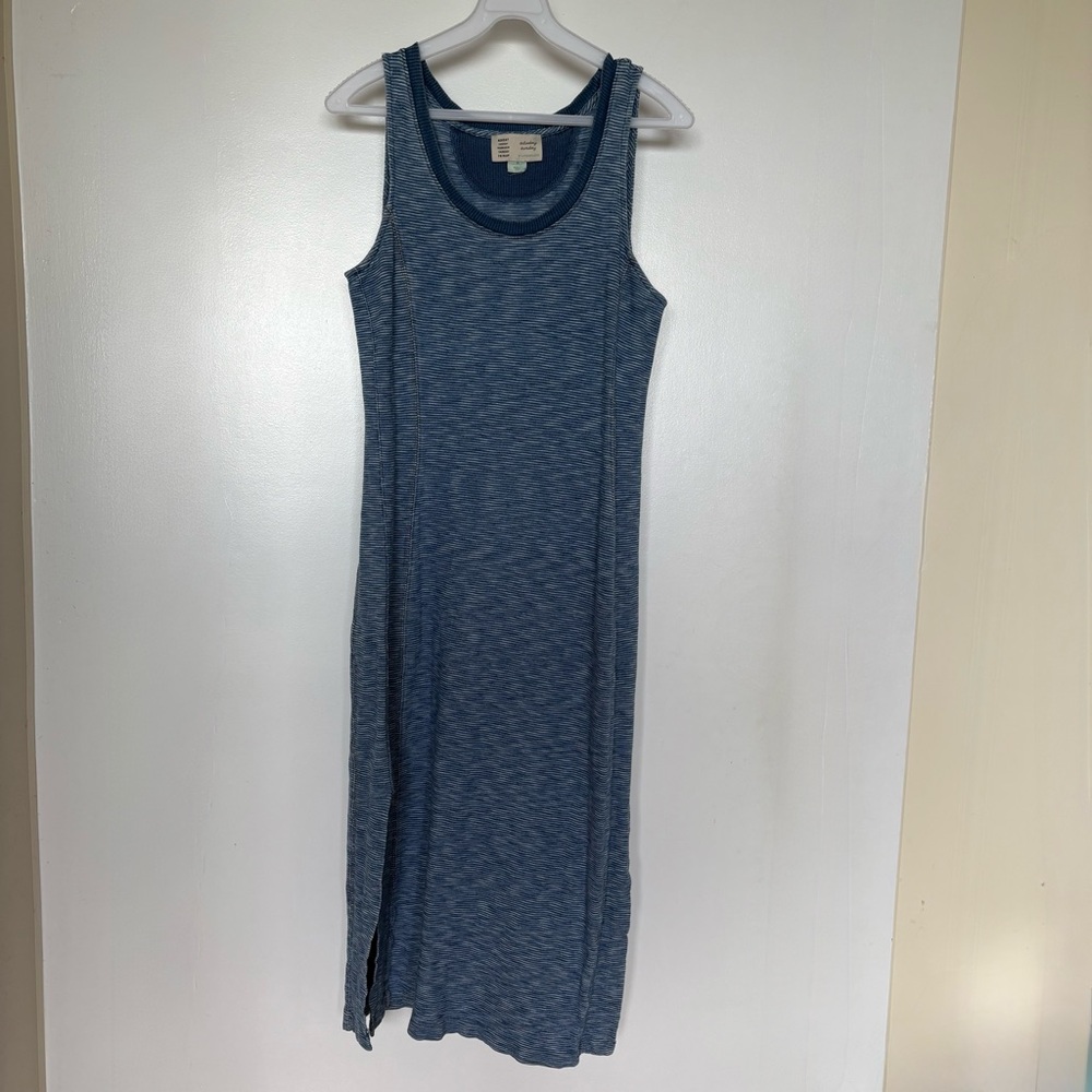 Anthropologie Blue Sheath Midi Dress Sleeveless Scoop Neck